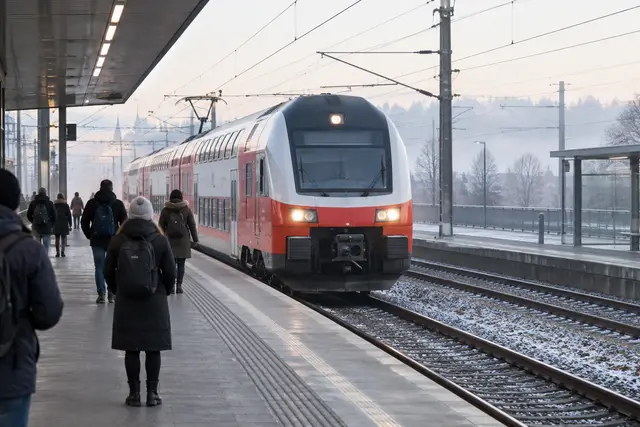 Fahrplanwechsel 2027: Regionalzug an einem Bahnsteig in der Ostregion bei Wien