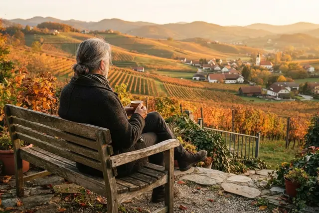 Pflegende Angehörige: Person macht eine Pause im Garten in der Steiermark