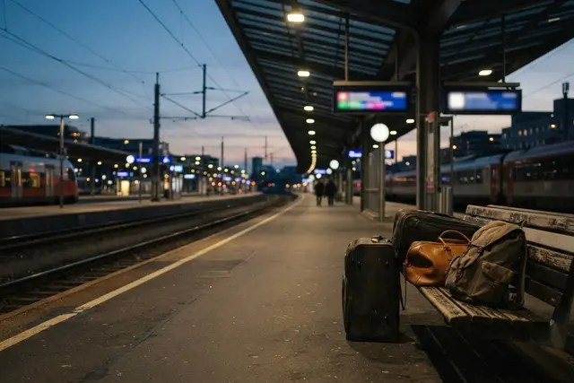 Koffer am Bahnsteig als Symbolbild zum Schutzstatus für Ukrainer in Österreich