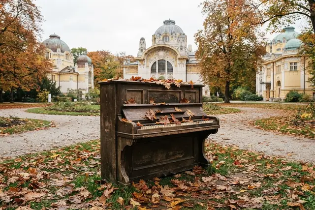 Wien Modern 2026: Klavier im herbstlichen Garten auf dem Otto-Wagner-Areal